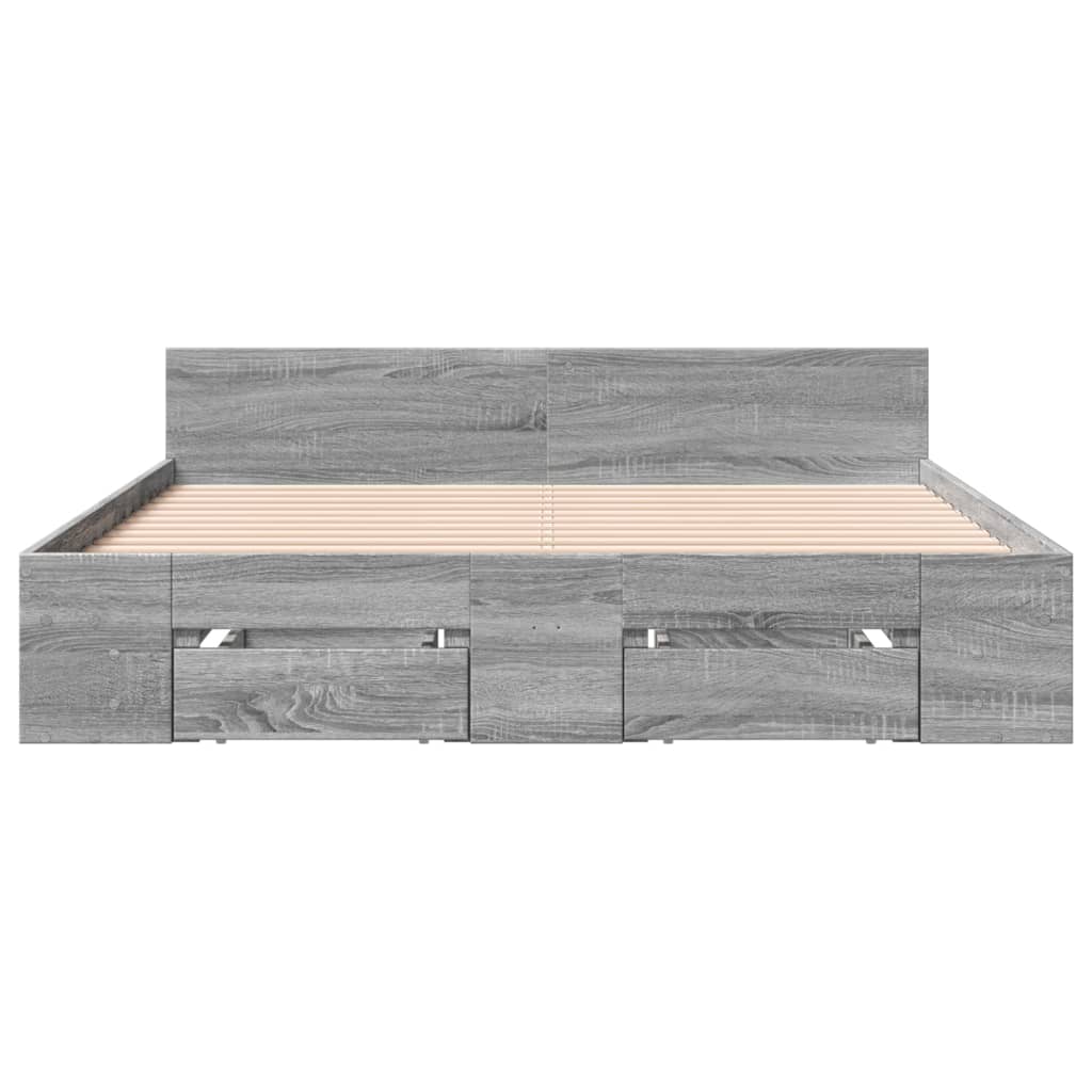 Bed Frame with Drawers without Mattress Grey Sonoma 135x190 cm Double