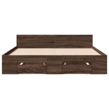 Bed Frame with Drawers without Mattress Brown Oak 135x190 cm Double