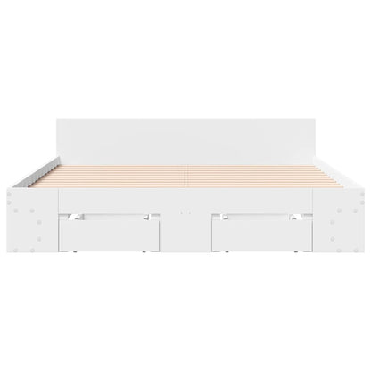 Bed Frame with Drawers without Mattress White 120x190 cm Small Double
