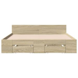 Bed Frame with Drawers without Mattress Sonoma Oak 120x190 cm Small Double