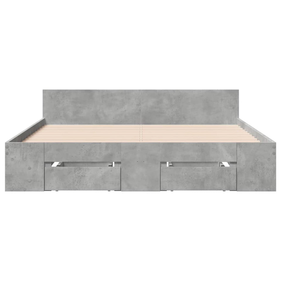 Bed Frame with Drawers without Mattress Concrete Grey 120x190 cm Small Double