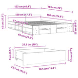 Bed Frame with Drawers Smoked Oak 120x190 cm Small Double Engineered Wood