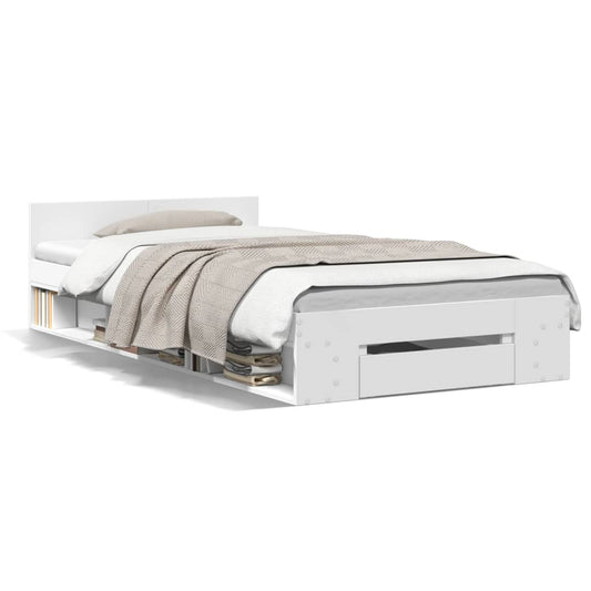Bed Frame with Drawer without Mattress White 75x190 cm Small Single