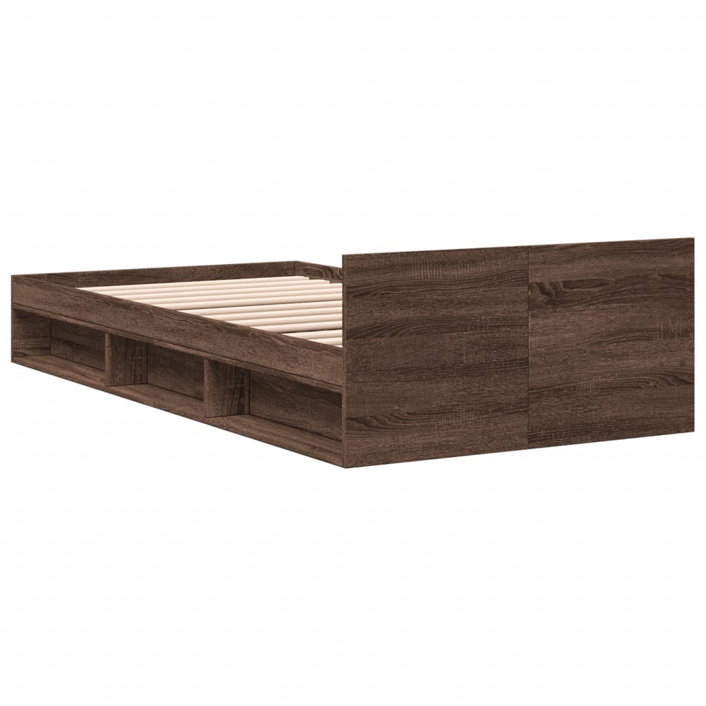 Bed Frame with Drawer without Mattress Brown Oak 75x190 cm Small Single
