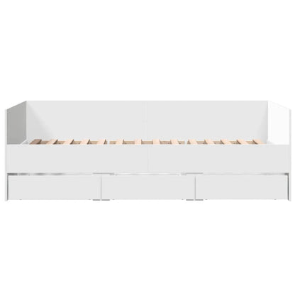 Daybed with Drawers without Mattress White 100x200 cm