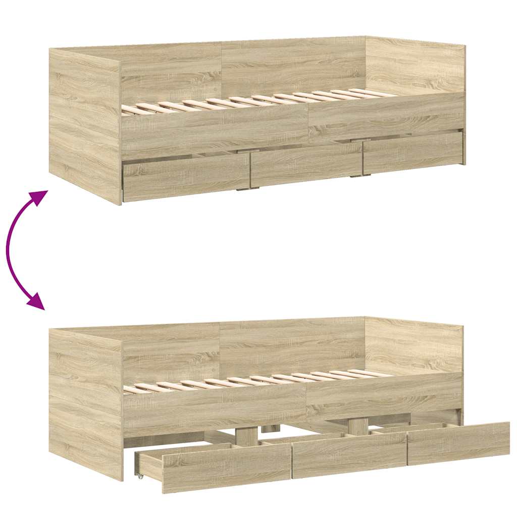 Daybed | Sonoma Oak | Engineered Wood | 100x200 cm