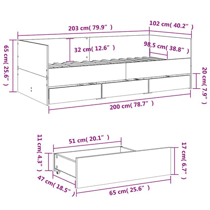Daybed | Sonoma Oak | Engineered Wood | 100x200 cm