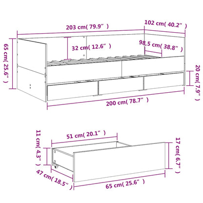 Daybed | Smoked Oak | Engineered Wood | Double