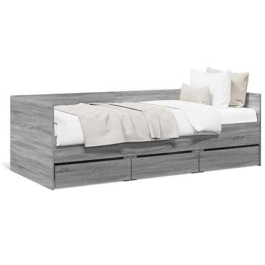 Daybed with Drawers without Mattress Grey Sonoma 100x200 cm