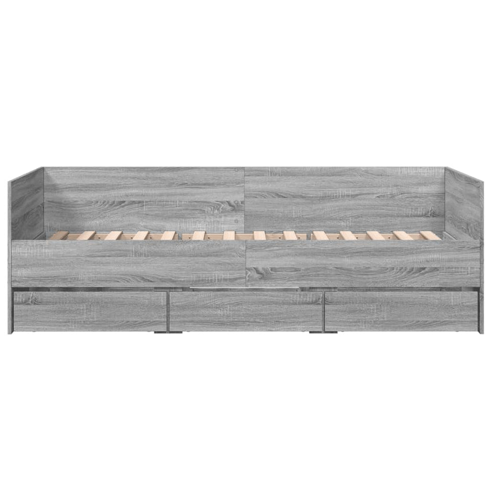 Daybed with Drawers Grey Sonoma 100x200 cm Engineered Wood