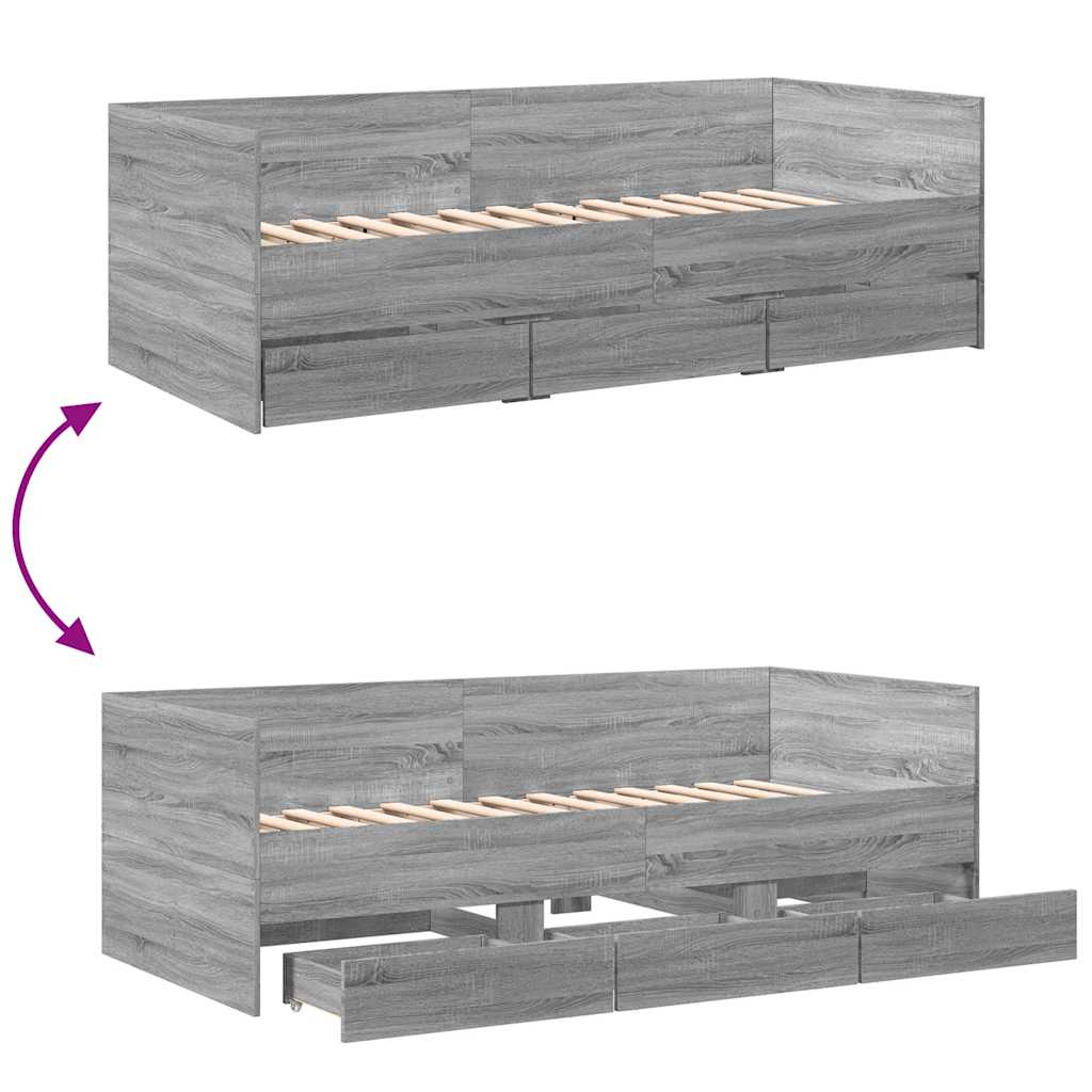 Daybed | Grey Sonoma | Engineered wood | Single to double