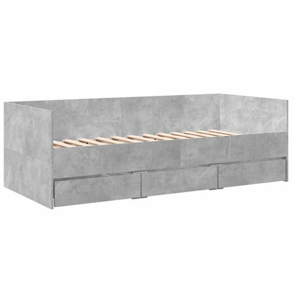Daybed with Drawers without Mattress Concrete Grey 90x200 cm
