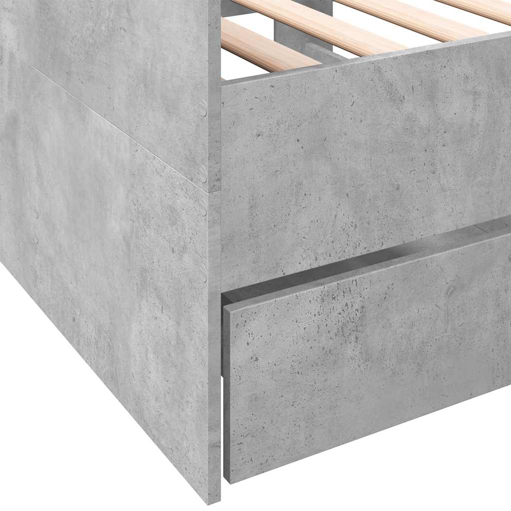 Daybed with Drawers without Mattress Concrete Grey 90x200 cm