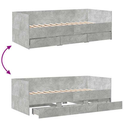 Daybed with Drawers without Mattress Concrete Grey 90x200 cm