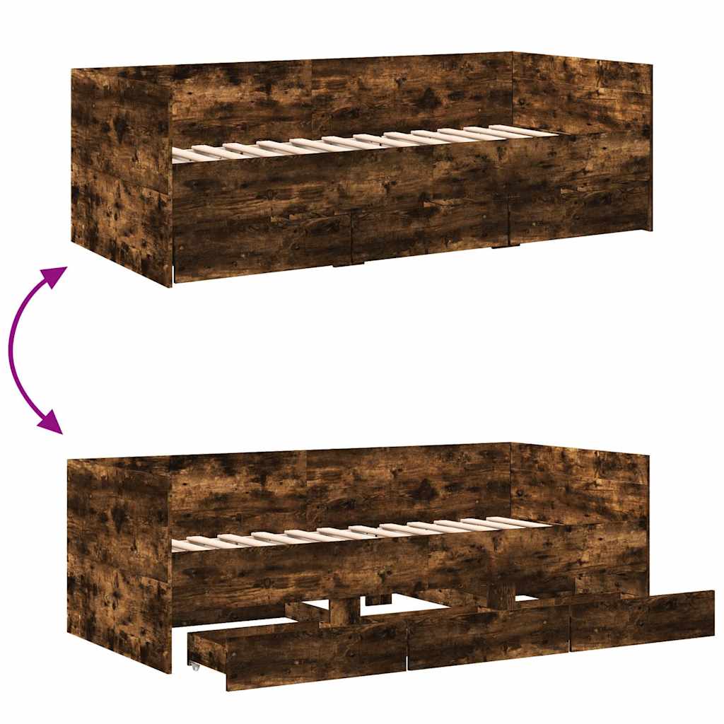 Daybed | Smoked Oak | Engineered wood | 90x200 cm | Convertible