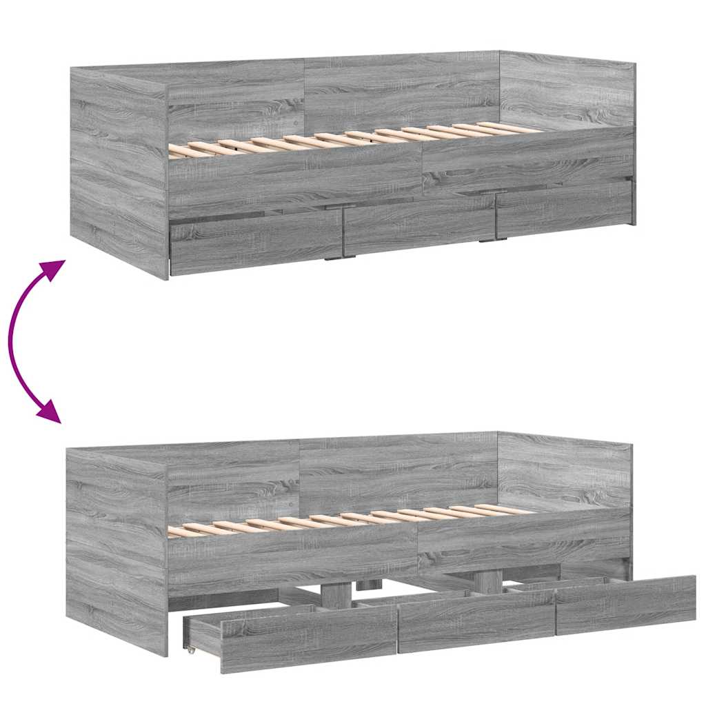 Daybed | Grey Sonoma | Engineered Wood | Single to Double