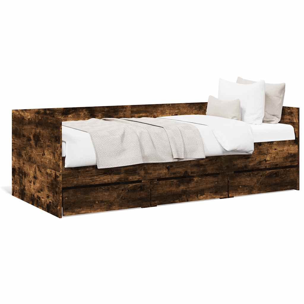 Daybed | Smoked oak | Engineered wood | Single |  Convertible Sofa Bed