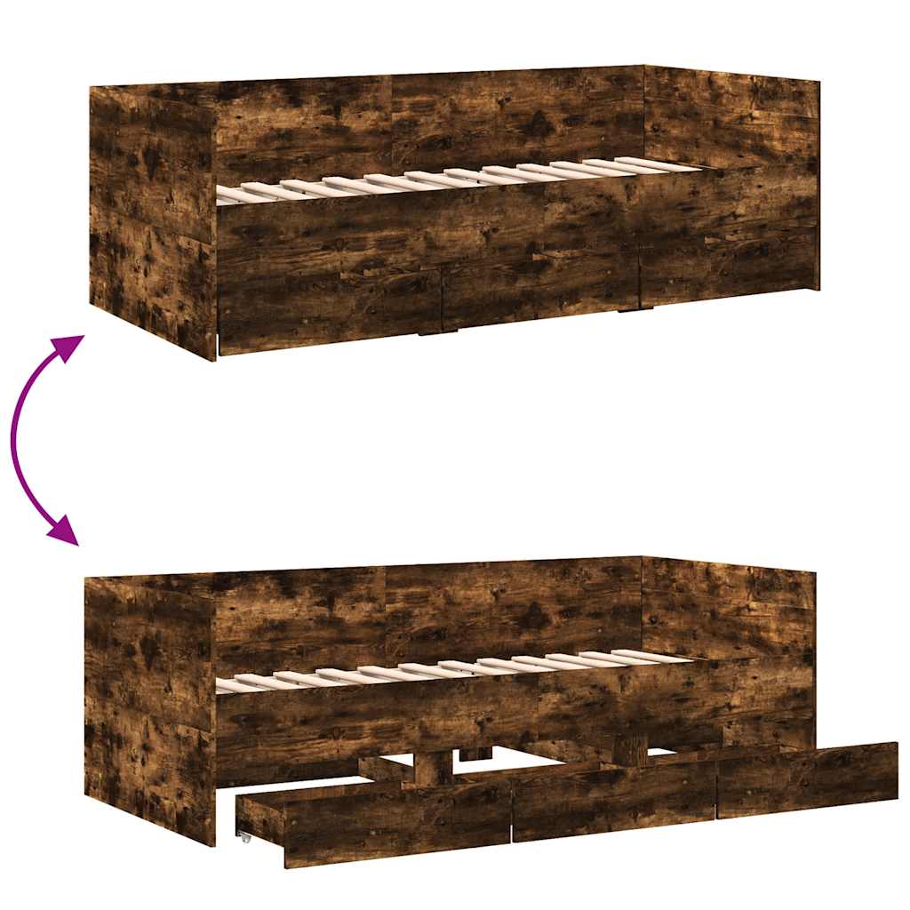 Daybed | Smoked oak | Engineered wood | Single |  Convertible Sofa Bed