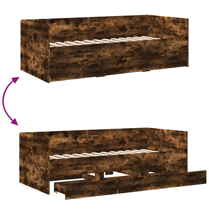 Daybed | Smoked oak | Engineered wood | Single |  Convertible Sofa Bed