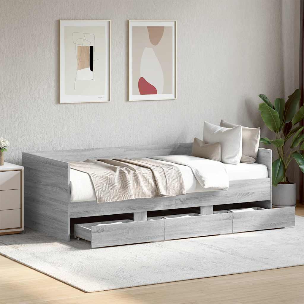 Daybed | Grey sonoma | Engineered wood | Single