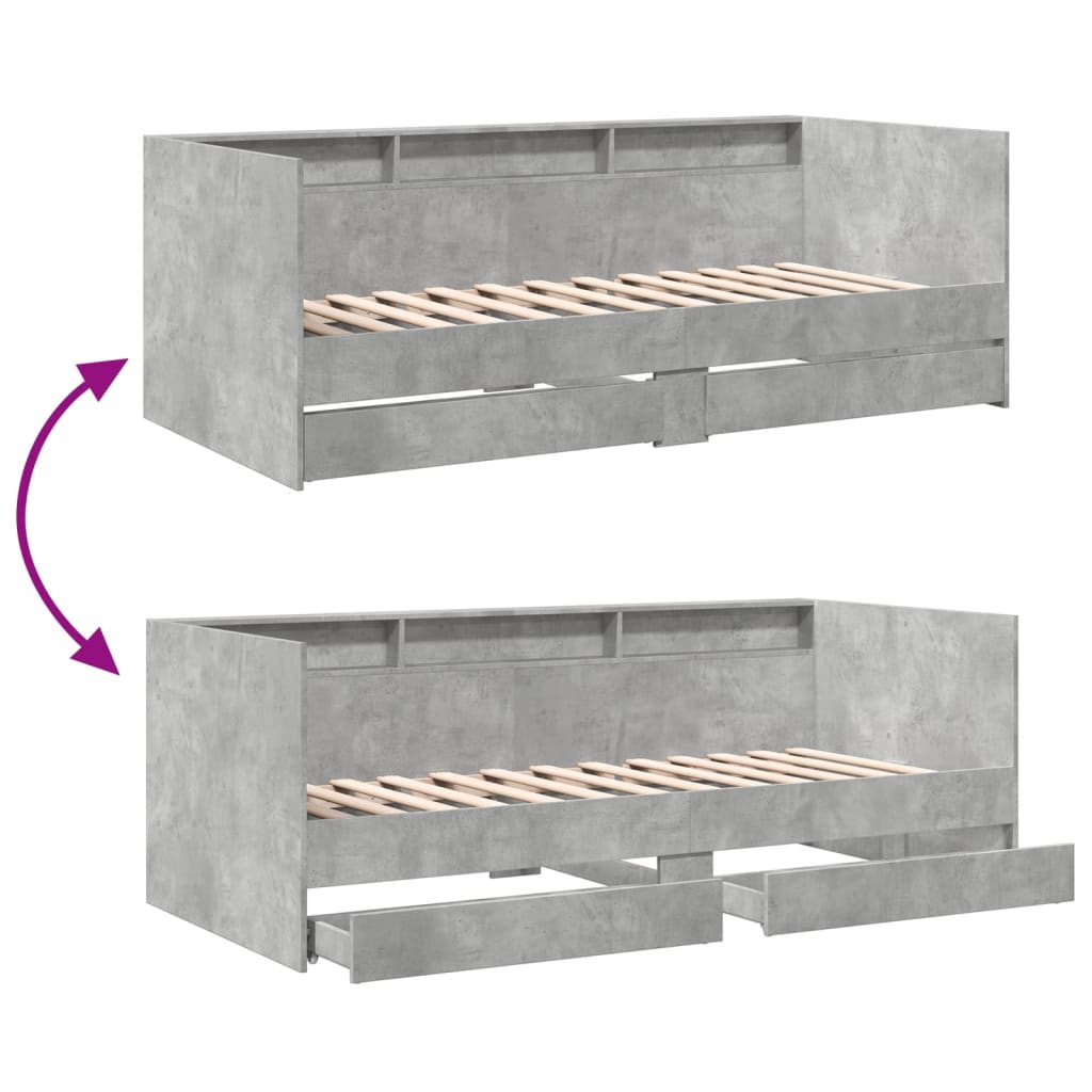 Daybed | Concrete Grey | Engineered Wood | Single | Daybed | Rectangular