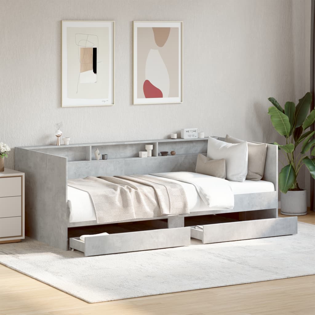 Daybed | Concrete Grey | Engineered Wood | Single | Daybed | Rectangular