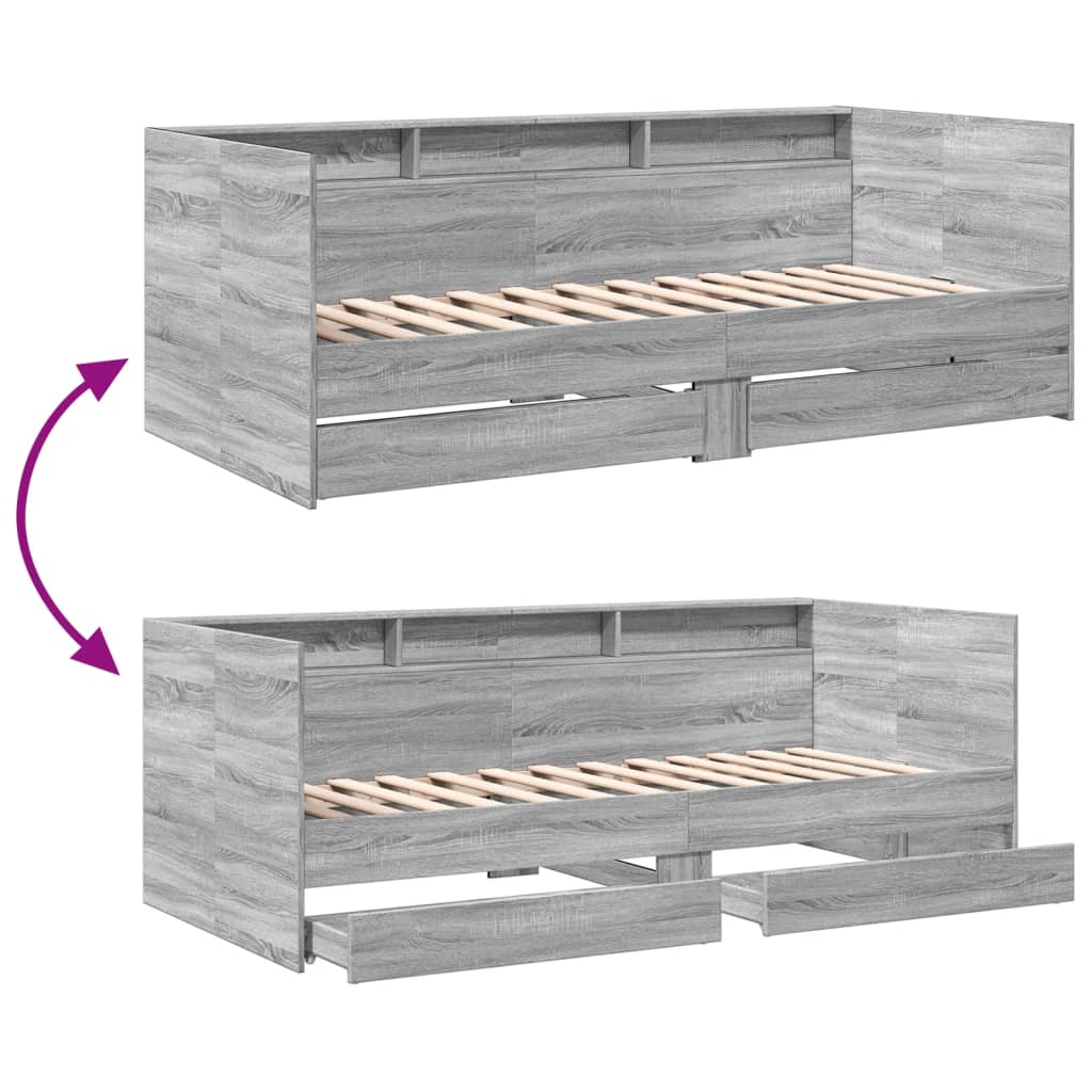 Daybed | Grey sonoma | Engineered wood | Single | Daybed | Rectangular