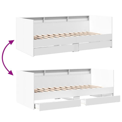 Daybed with Drawers without Mattress White 90x200 cm