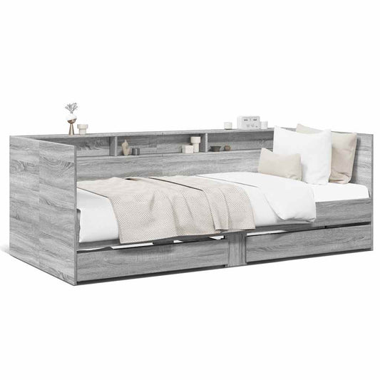 Daybed with Drawers without Mattress Grey Sonoma 90x200 cm