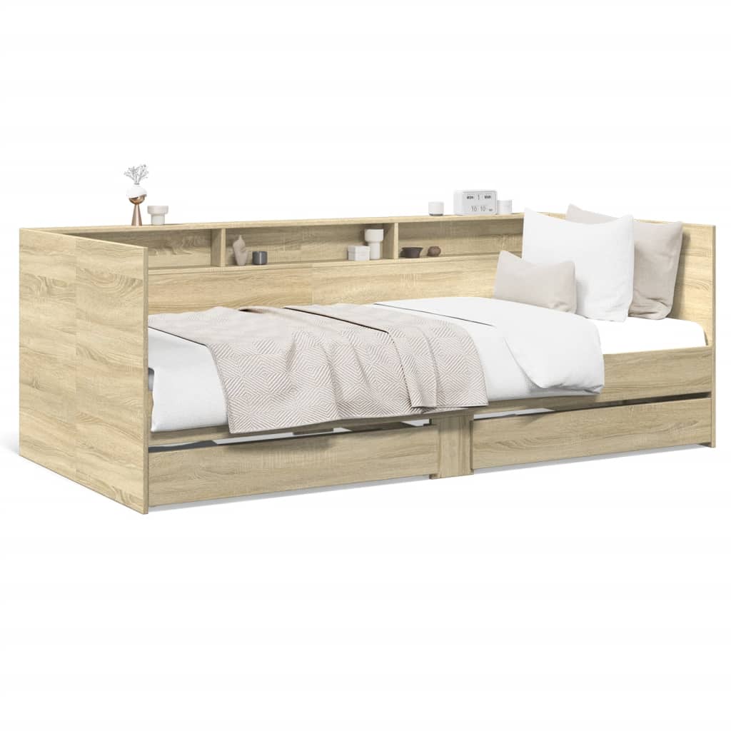 Daybed with Drawers without Mattress Sonoma Oak 75x190 cm Small Single
