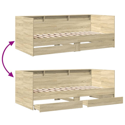 Daybed with Drawers without Mattress Sonoma Oak 75x190 cm Small Single