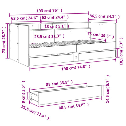 Daybed | Concrete Grey | Engineered Wood | Small Single