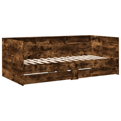 Daybed with Drawers without Mattress Smoked Oak 75x190 cm Small Single
