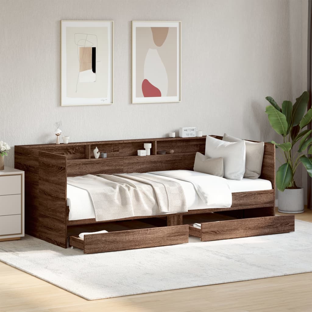 Daybed | Brown Oak | Engineered wood | Small Single