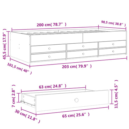 Daybed with Drawers without Mattress Sonoma Oak 100x200 cm