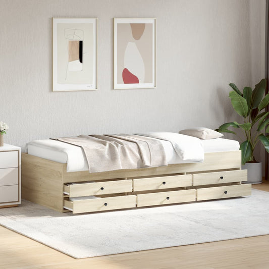Daybed with Drawers without Mattress Sonoma Oak 100x200 cm
