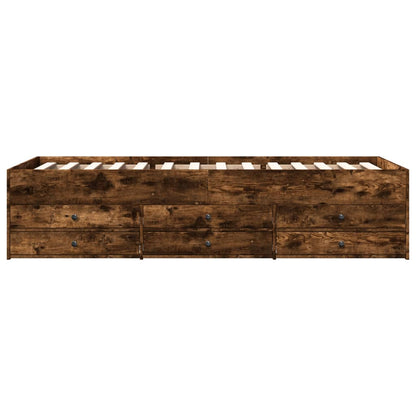 Daybed with Drawers without Mattress Smoked Oak 100x200 cm
