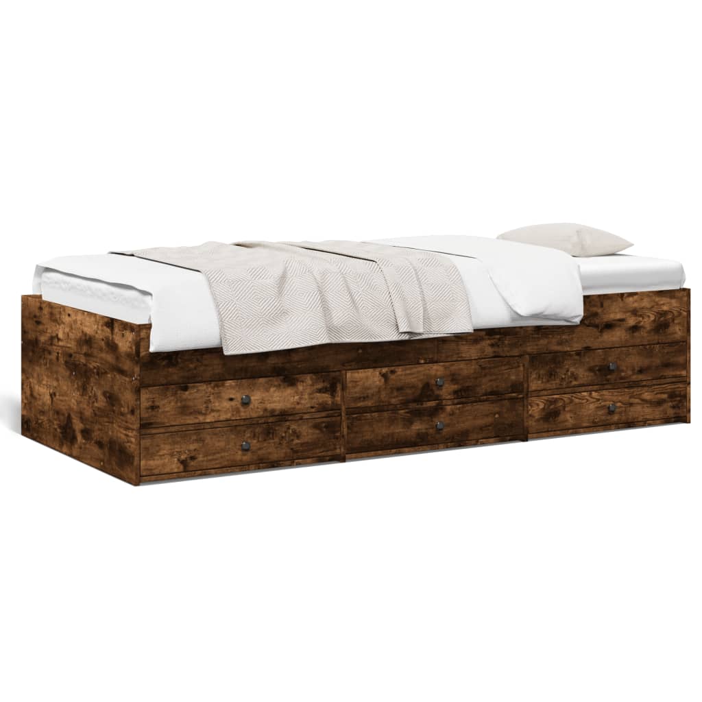 Daybed with Drawers without Mattress Smoked Oak 90x200 cm