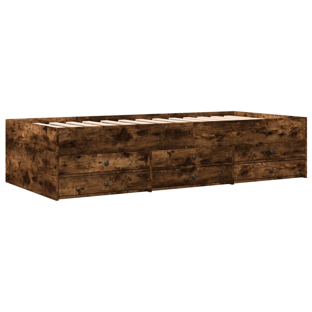Daybed with Drawers without Mattress Smoked Oak 90x200 cm
