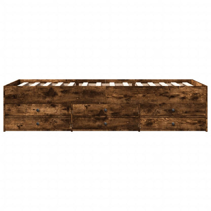 Daybed with Drawers without Mattress Smoked Oak 90x200 cm