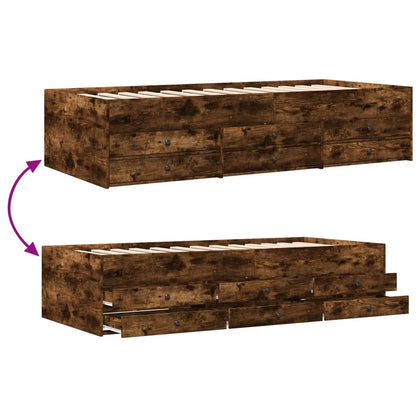 Daybed with Drawers without Mattress Smoked Oak 90x200 cm