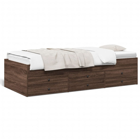 Daybed with Drawers without Mattress Brown Oak 90x200 cm