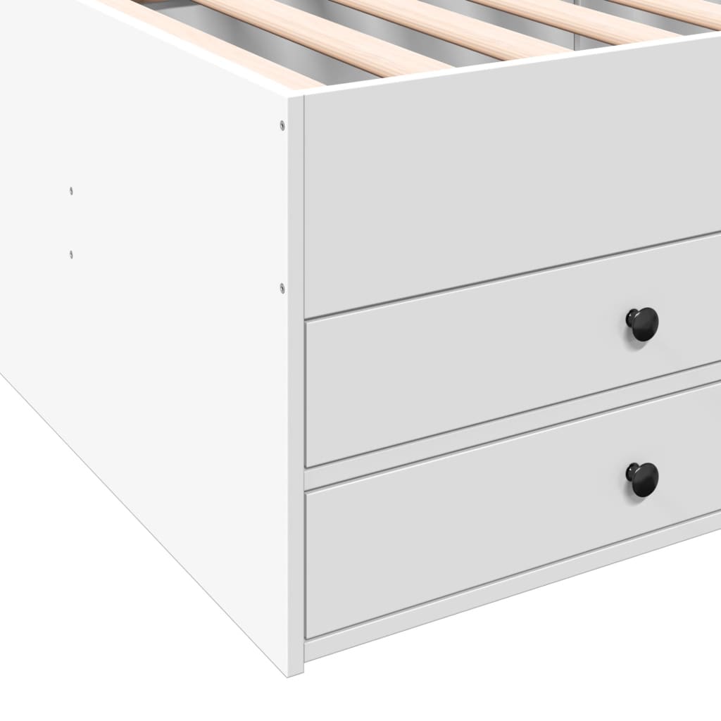 Daybed with Drawers without Mattress White 90x190 cm Single