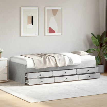 Daybed with Drawers without Mattress Concrete Grey 90x190 cm Single
