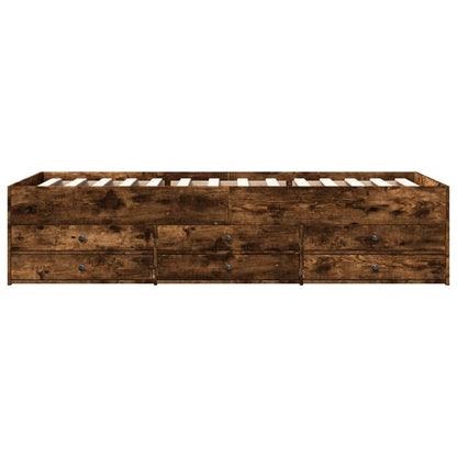 Daybed with Drawers without Mattress Smoked Oak 90x190 cm Single