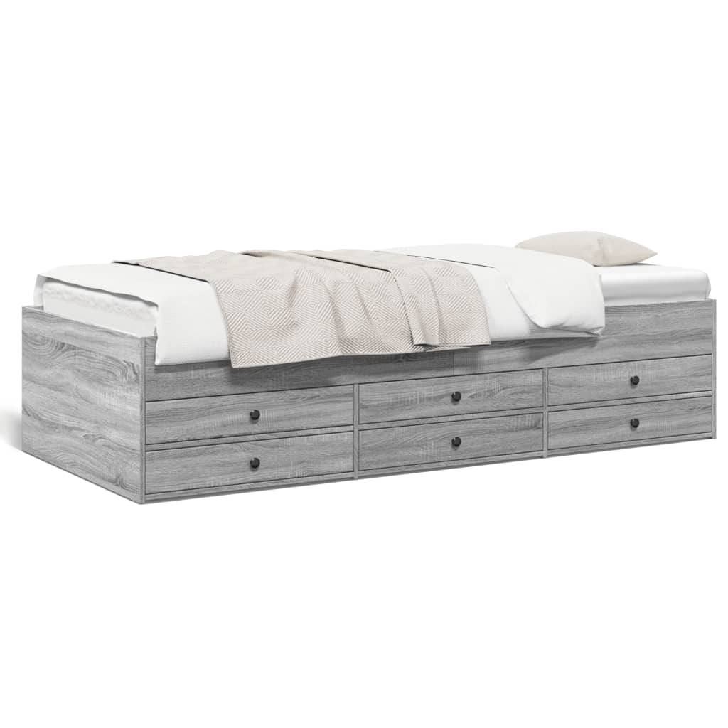 Daybed with Drawers without Mattress Grey Sonoma 90x190 cm Single