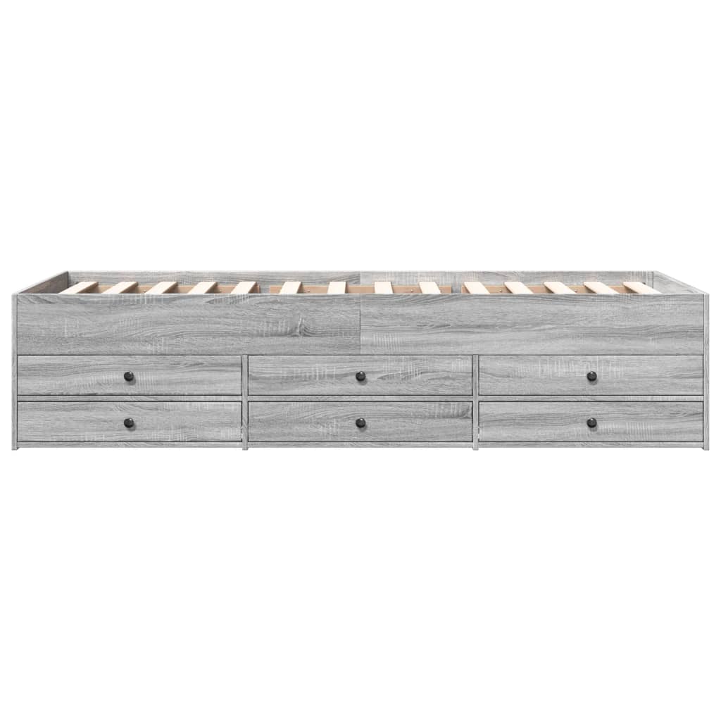 Daybed with Drawers without Mattress Grey Sonoma 90x190 cm Single