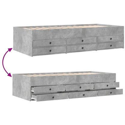 Daybed with Drawers without Mattress Concrete Grey 75x190 cm Small Single