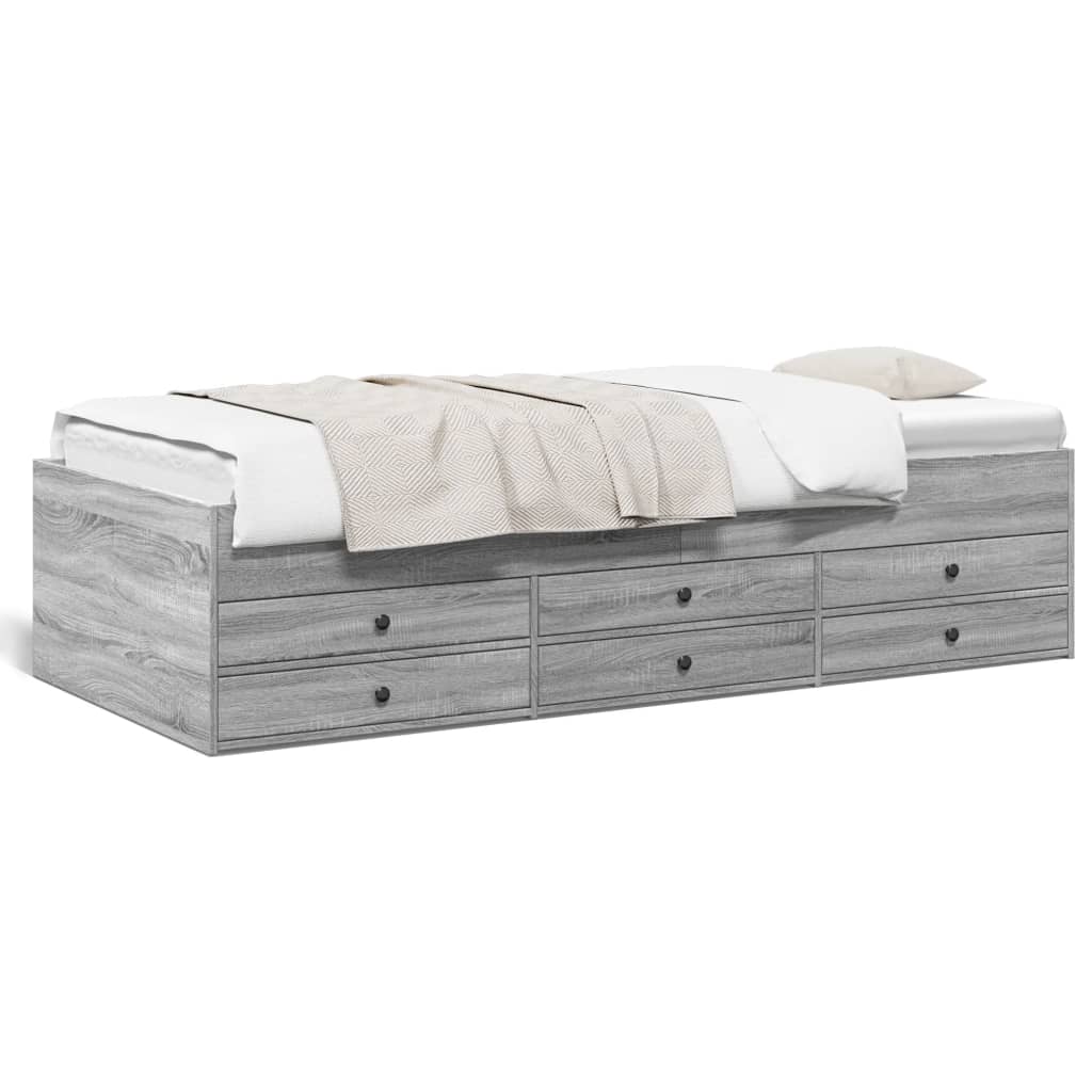 Daybed with Drawers without Mattress Grey Sonoma 75x190 cm Small Single