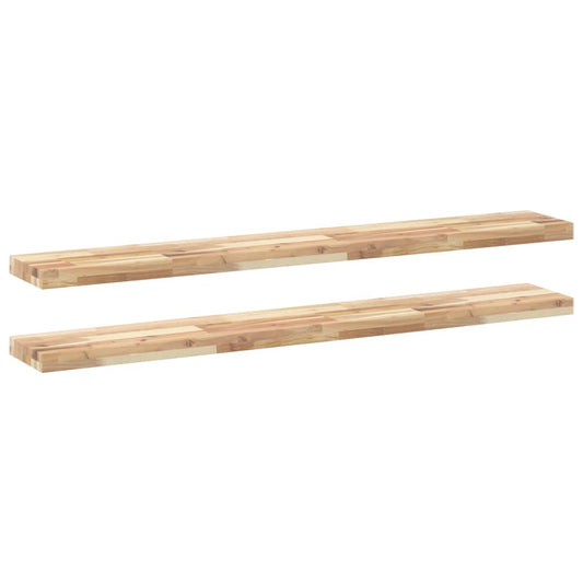 Floating Shelves 2 pcs 160x20x4 cm Untreated Solid Wood Acacia